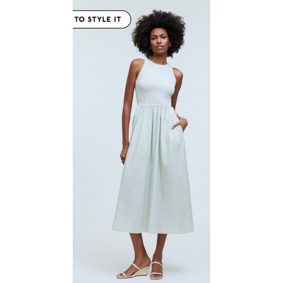 Madewell Dresses & Skirts - Madewell Womens $118 The Melody Smocked Midi Dress in Stripe Size S NP125